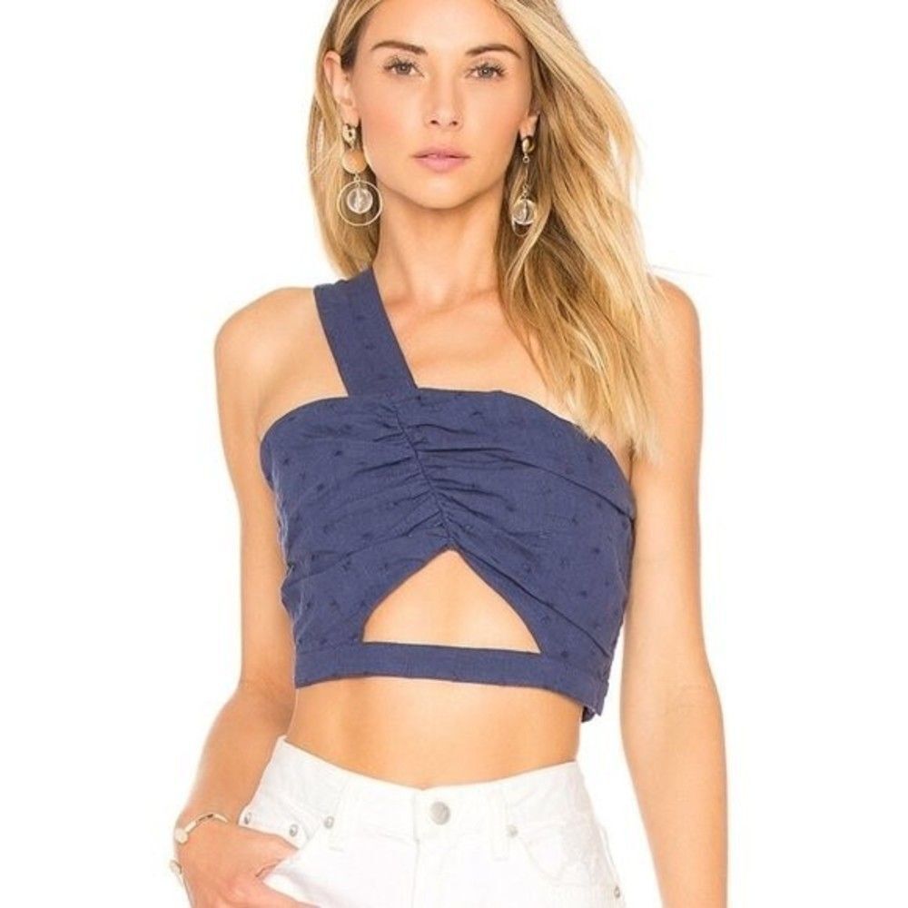 Tularosa Revolve Allie Cropped off shoulder crop top navy size small
